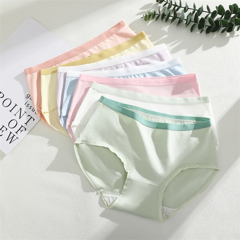 4Pcs/Set Women's Cotton Seamless Underwear Low Waist Breathable Briefs Sexy Soft Lingerie Girls Casual Solid Color Underpants