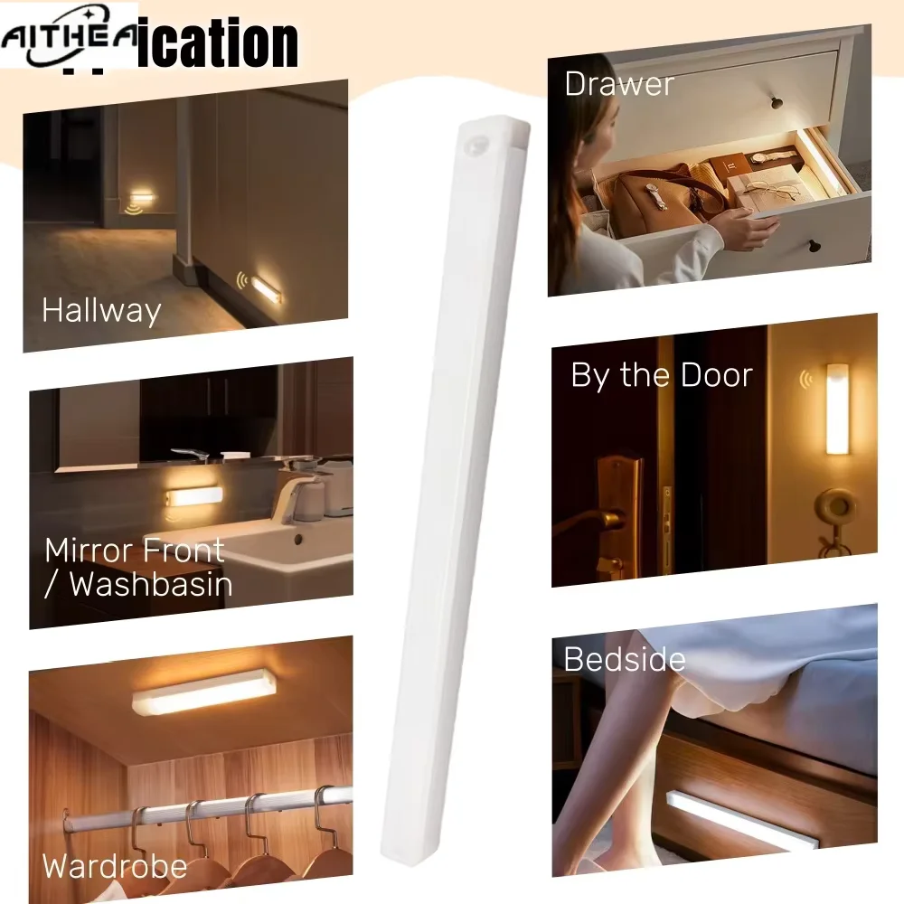 AITHEA Rechargeable Motion Sensor LED Cabinet Light Induction Night Light Portable Bar Lamp for Bedside Wardrobe Closet Aisle image 6
