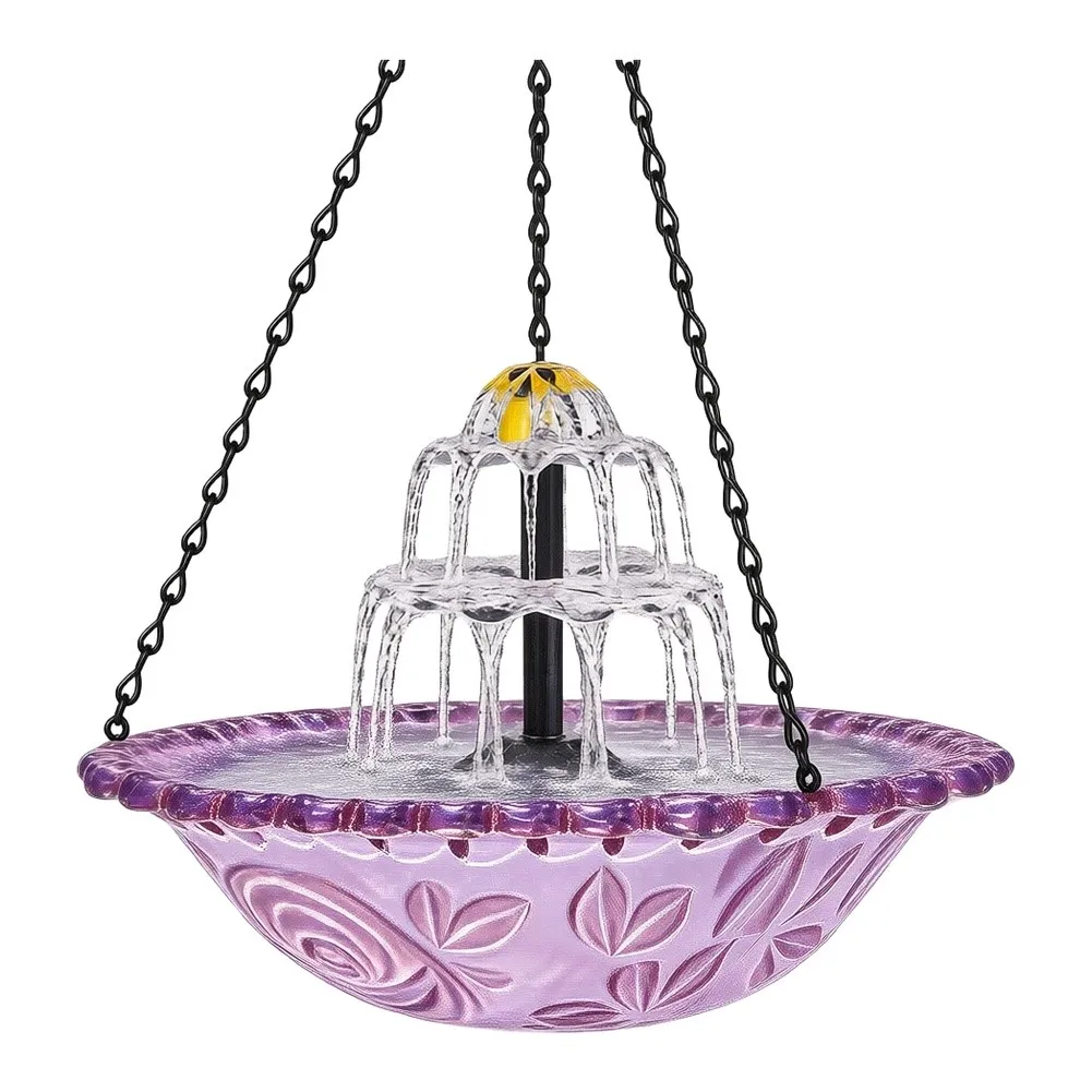 Tiered Water Feature Garden Bird Bath Multi-level Water Flow Compact 45cm Height Outdoor Bird Feeder Fountain Bird