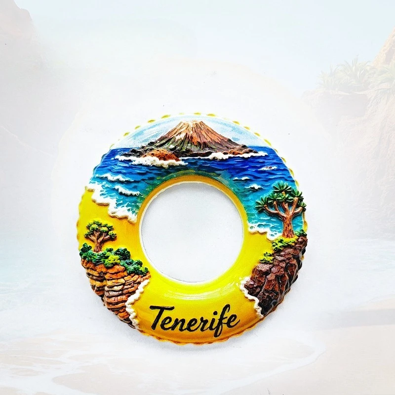 Imán para Refrigerador con Diseño de Salvavidas de Tenerife - Recuerdo Náutico 3D con Temática Playera, Regalo Único de la Isla Española para Viajes y Decoración del Hogar Costero