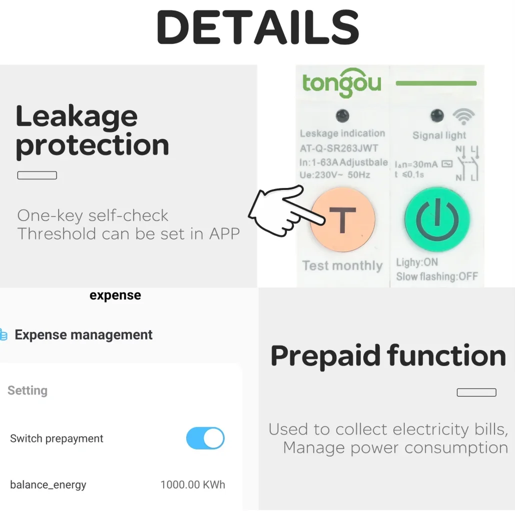 WiFi Leakage Circuit Breaker Home Safety Electric Shock Protection Switch Automatic Control for Household Wiring