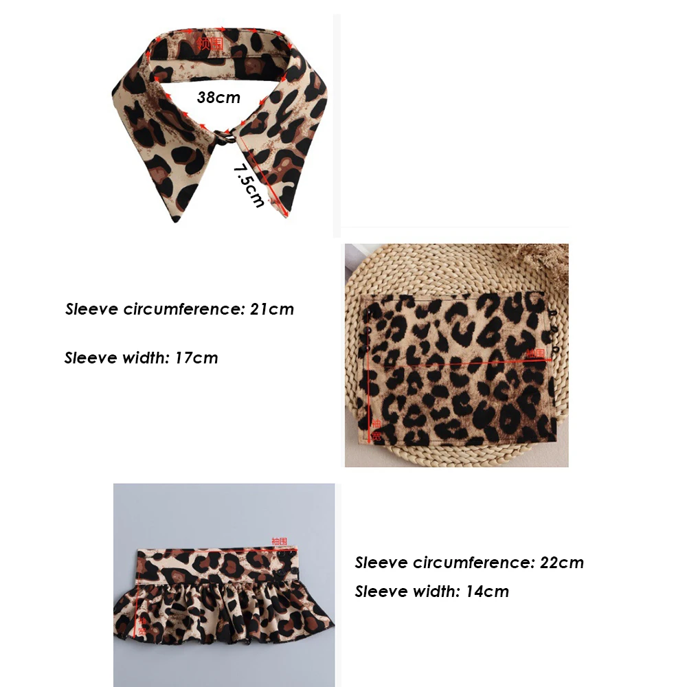 Leopard Print Fake Collar Cuffs Detachable Fake Sleeves Sweater Cuff Decorative Women Party Costume Cosplay Accessories