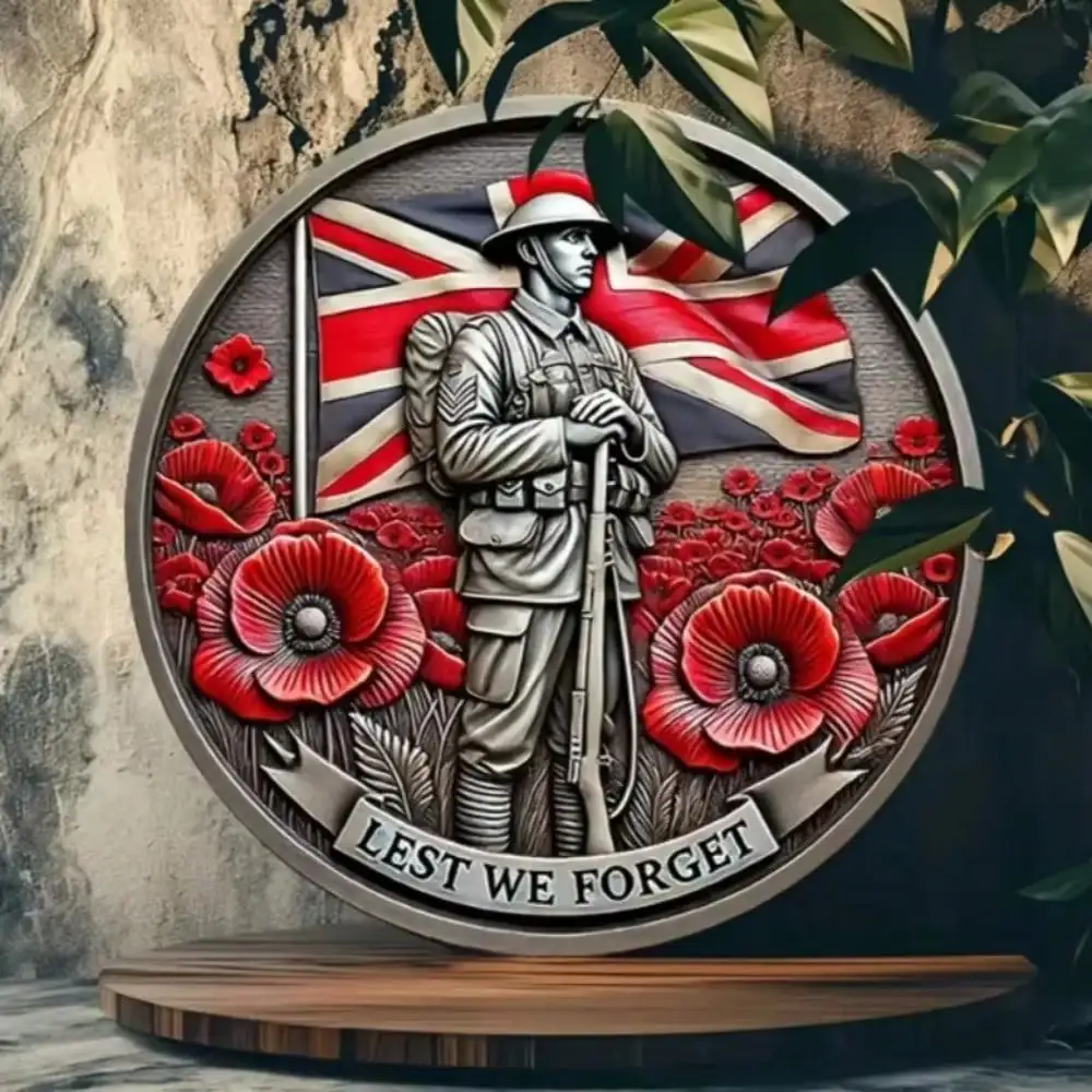 لافتة يوم تذكارية معلقة على الحائط - عبوة نعل مقاس 8 × 12 بوصة مكونة من لوحة ساحة "أساور ننسى" مقاومة للطقس وديكور كبير #2