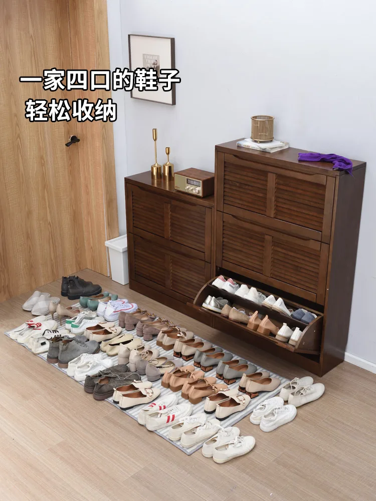 

Solid Wood Tipping Shoe Cabinet Porch Cabinet Home Large-capacity Simple Door Entry Door Storage Porch Foyer Cabinet Locker