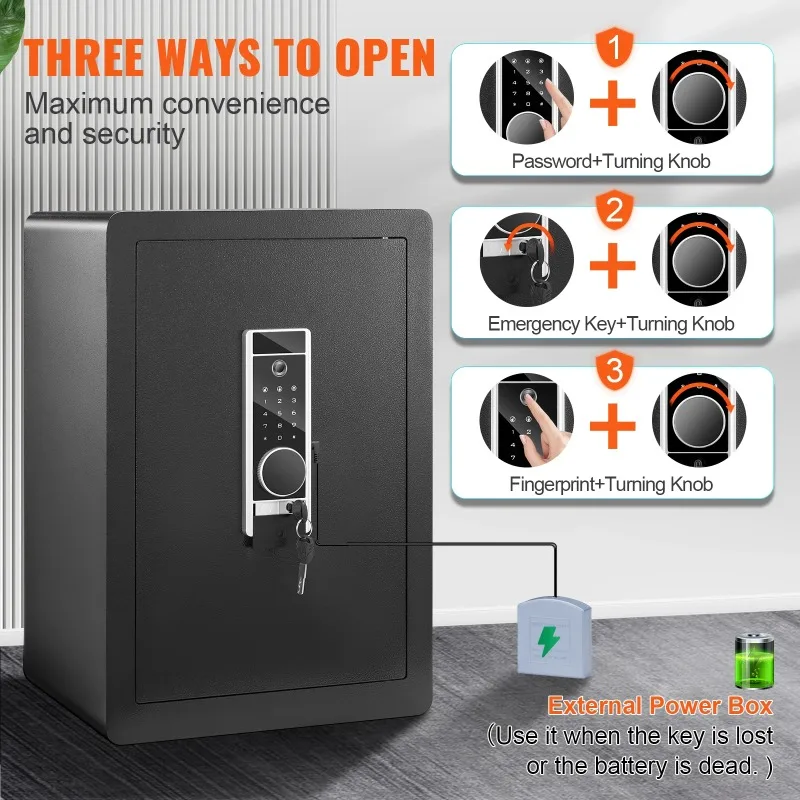 SucceBuy Electric Safe 2.2/1.8 Cubic Feet Fingerprint&Digital Security Cabinet Safe W/ Fire-proof Bag for Cash Jewelry Documents