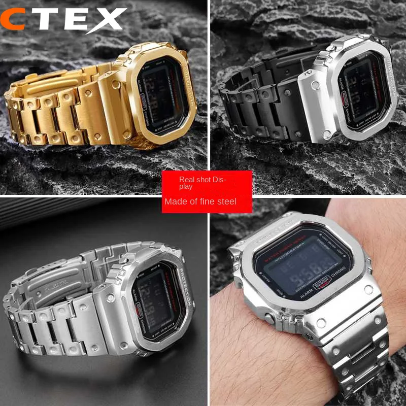 Per Casio G-SHOCK GM-5600 DW5600 GW-M5610 Cinturino in acciaio inossidabile massiccio di alta qualità Cinturino per orologio da uomo Bracciale con