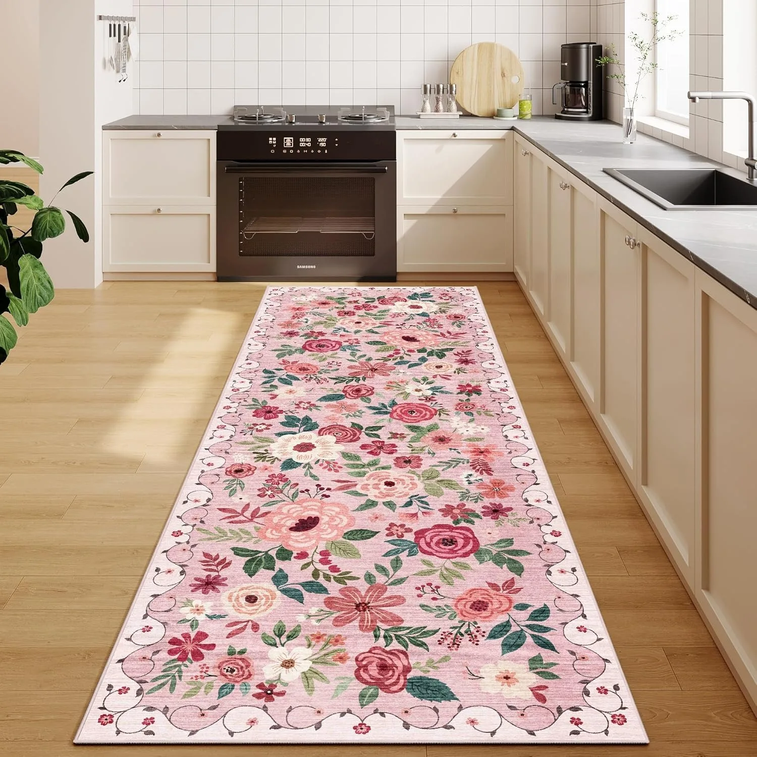 Runner Rug Corridor Carpet Hallway Long Carpets Machine Washable Non-Slip Floor Mat Bedroom Bedside Mat Floral Rugs Home Decor
