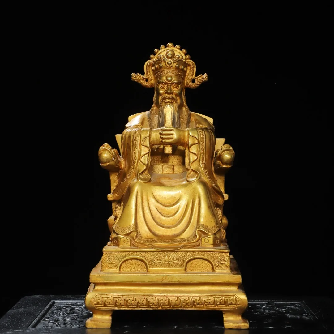 

Непальский старинный бронзовый позолоченный рельефный изображение на бронзе с драконом, Пятью Божествами-Бессмертными, Драконом-Королем и Богом Богатства