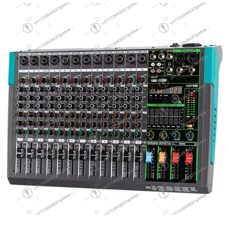 Professional 12-channel digital audio mixer console 256 DSP with USB connection metal plastic material for stage