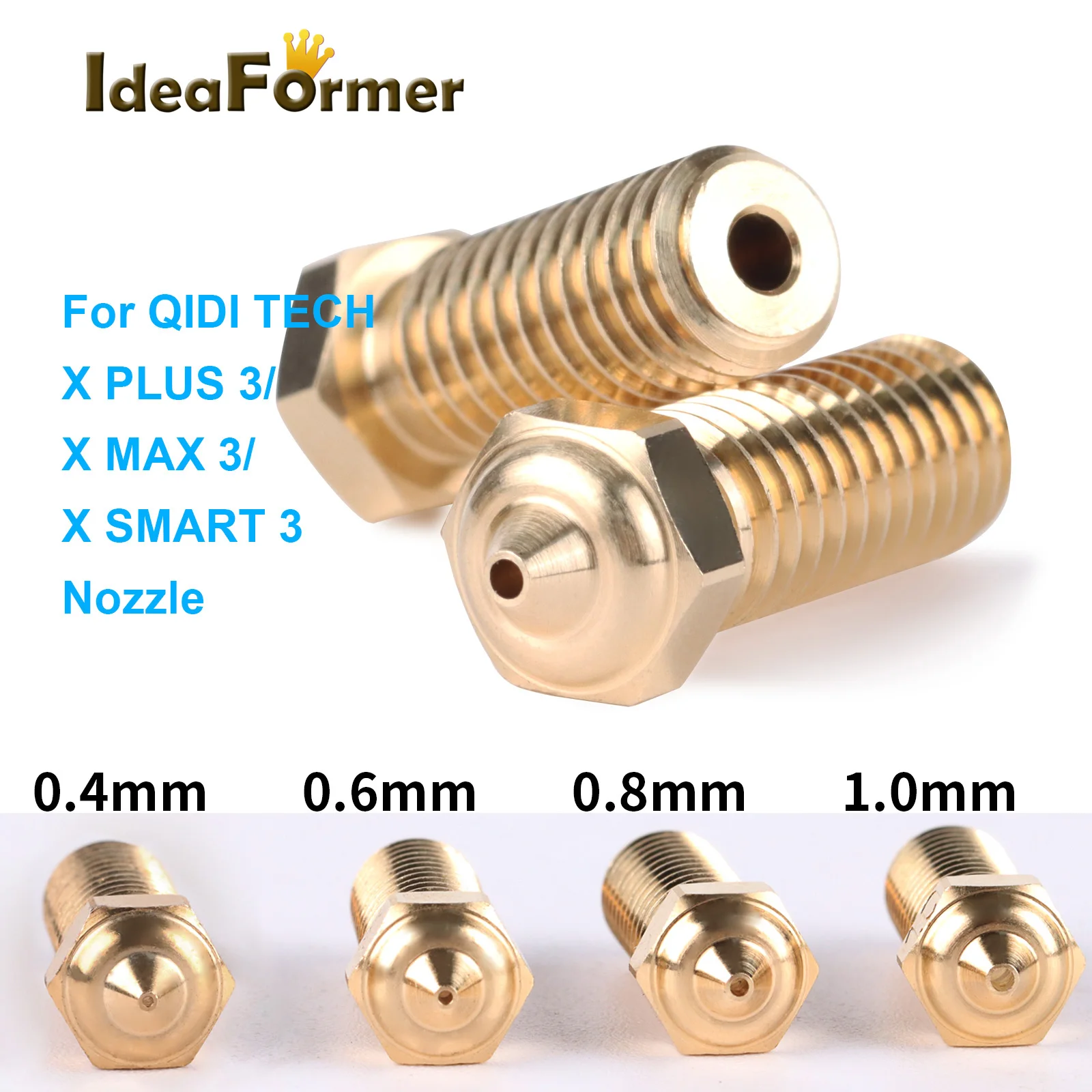 

IdeaFormer для Qidi X-max 3/ X-plus 3 сопла латунь 0,4 мм 0,6 мм 0,8 мм 1,0 мм сопла для X Max3 Plus3 аксессуары для 3D-принтера