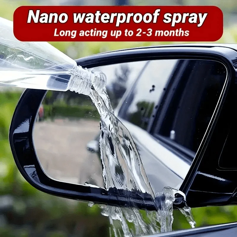 Car windshield waterproof spray, hydrophobic raindrop repellent coating set, anti-fog and mirror effect for windows and bathroom
