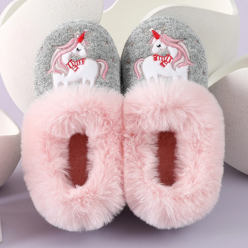 Bebealy Boys And Girls Cartoon Home Cotton Shoes Winter Thickened Outside And Indoor Non-slip Warm Soft-soled Cute Cotton Shoes