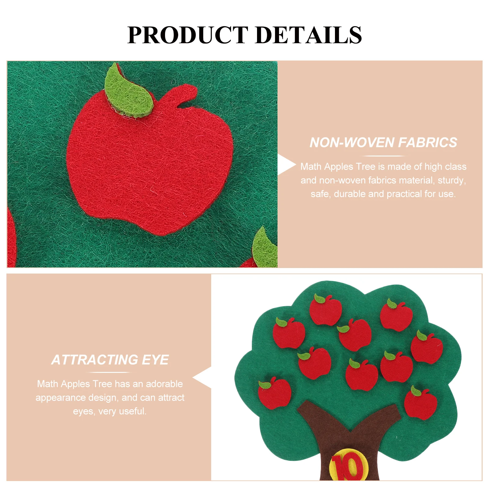 Felt Kindergarten Toys Apple Tree Digital DIY Apples Board Bulletin Ornaments for Kids Cognitive Pairing Puzzle