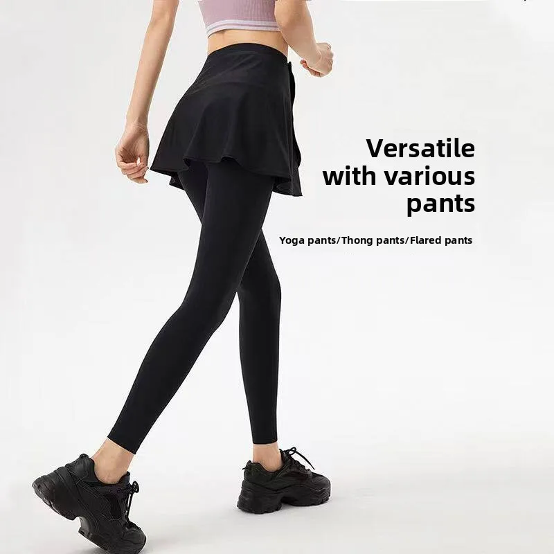 Women's Yoga Butt Covering Skirt One-Piece Embarrassment Prevention Outerwear Casual Pure Color Bottoms Full-Length Pants