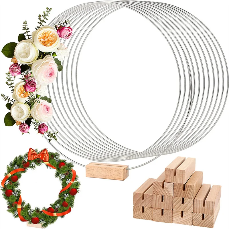 10xGold Metal Floral Hoop With Stand DIY Communion Wreath For Girls Metal Circle For Flower Crown Wedding Centerpiece Decoration