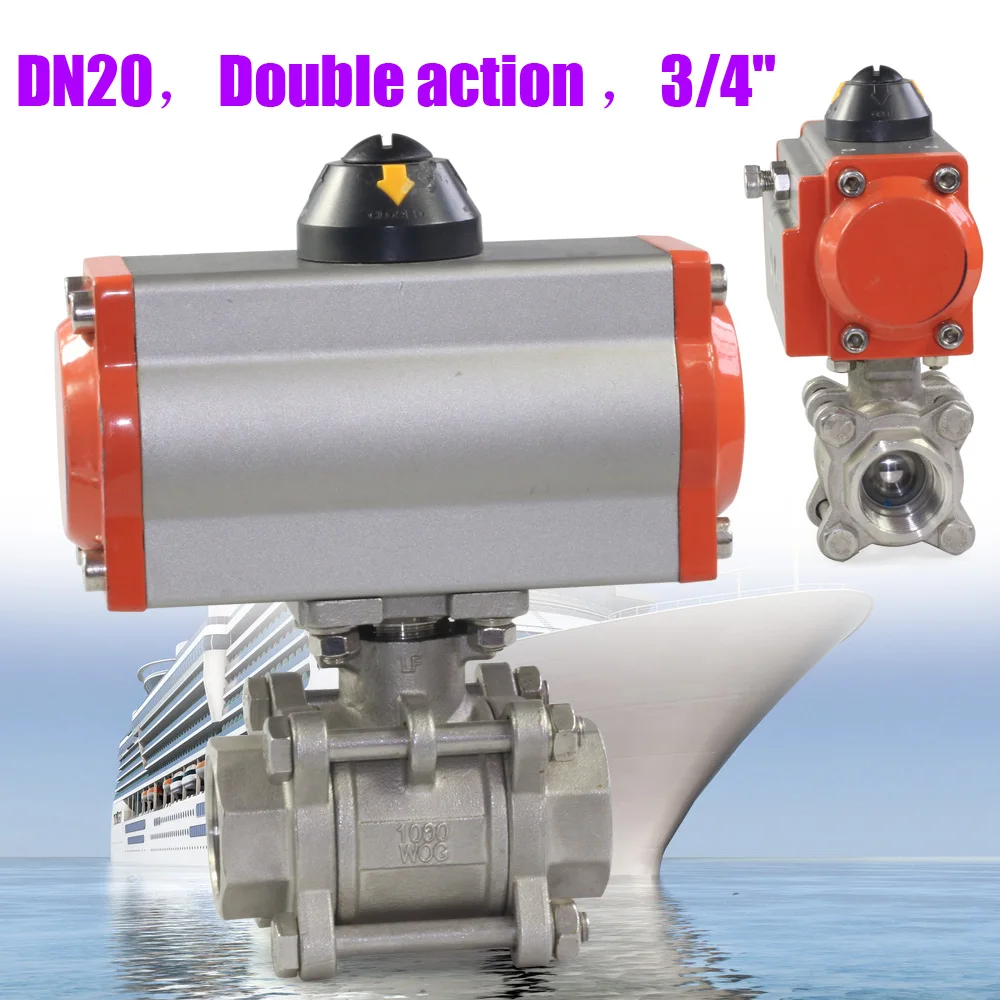 3/4" Pneumatic Ball Valve Double Acting 3-Piece Air Steam Chemical Industries