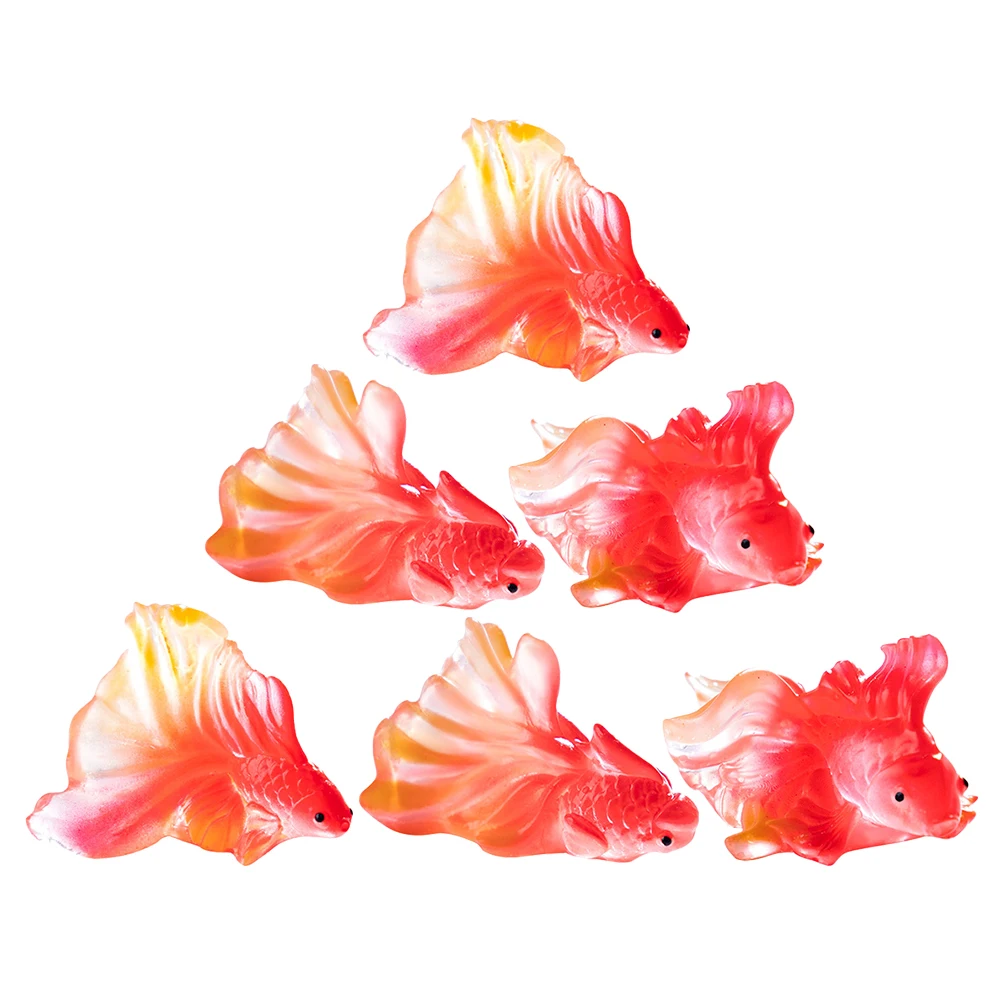 

6pcs Miniature Resin Goldfish Realistic Tiny Fish Figurines For Aquarium Decor Fish Tank Landscaping Diy Micro Landscape