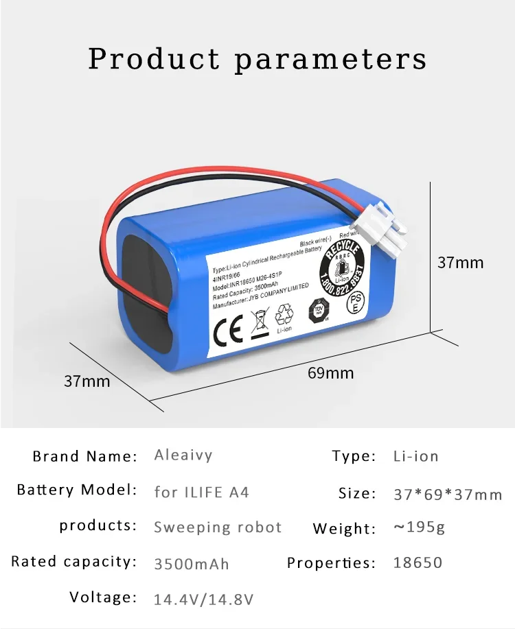 14.4V 2600mAh3500mAh Li-Ion Replacement Battery for Xiaomi Mijia Mi Robot Vacuum-Mop Essential G1 MJSTG1 SKV4136GL NCR 18650.00