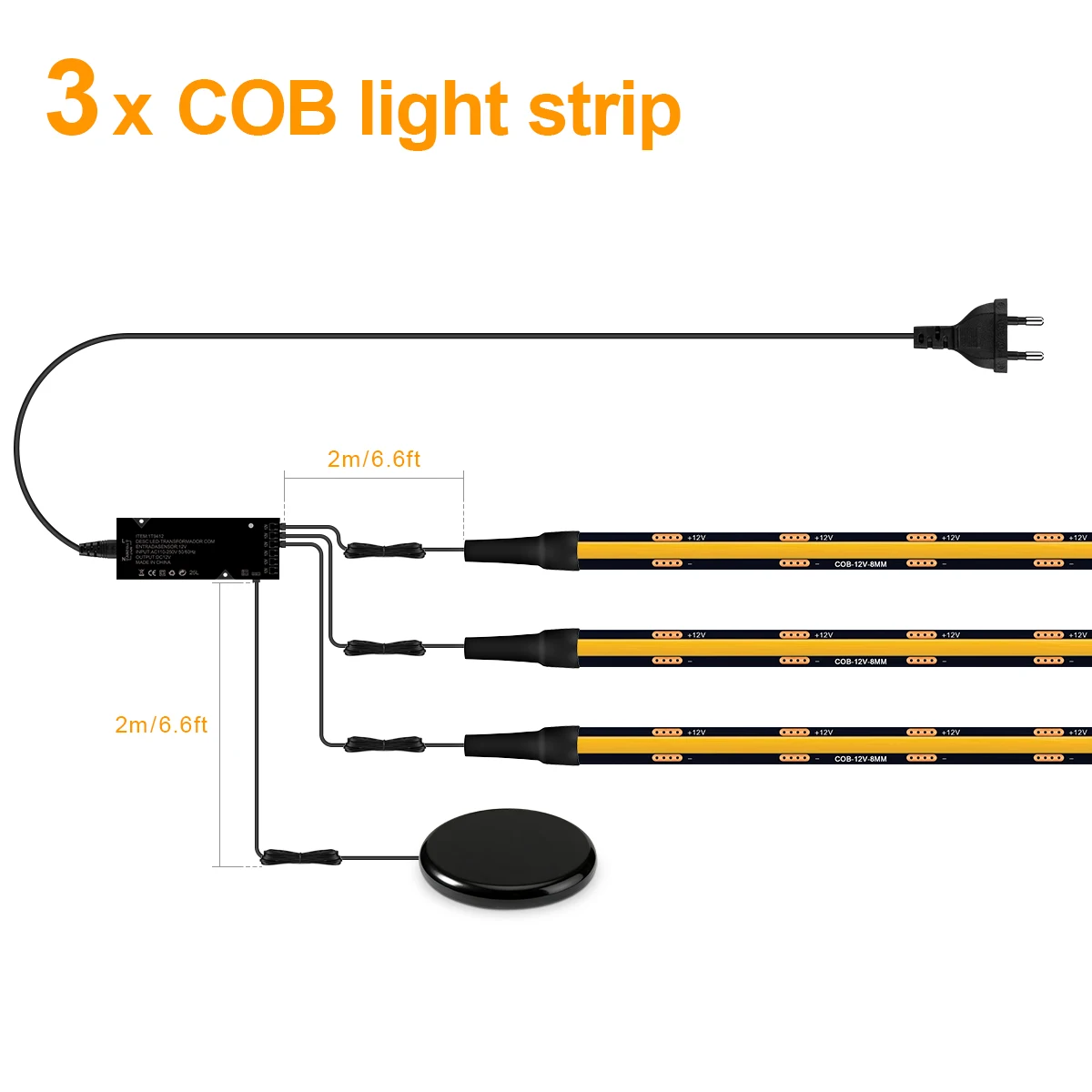 Touch Dimmer COB LED-striplicht, geen gatinstallatie, penetrate hout/glasbediening, 12V warm/neutraal wit, voor akoestisch wandpaneel