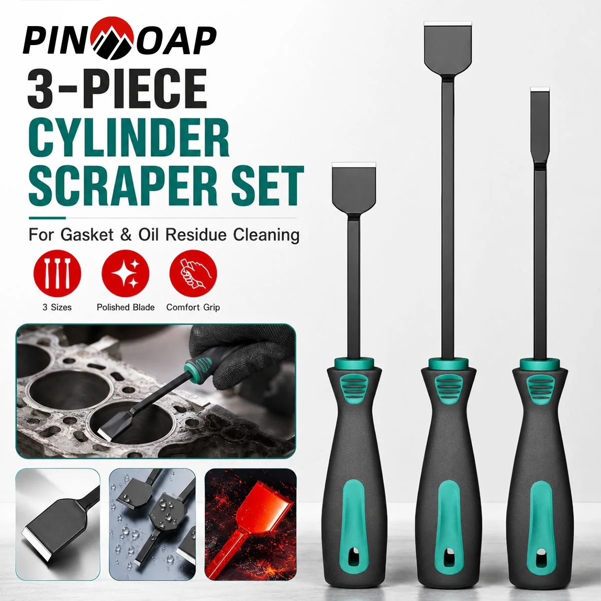 PINMOAP 1/3P Cylinder Scraper Automotive Engine Gasket Remover Carbon Cleaning Tool For Car Motorcycle Repair Maintenance Heavy