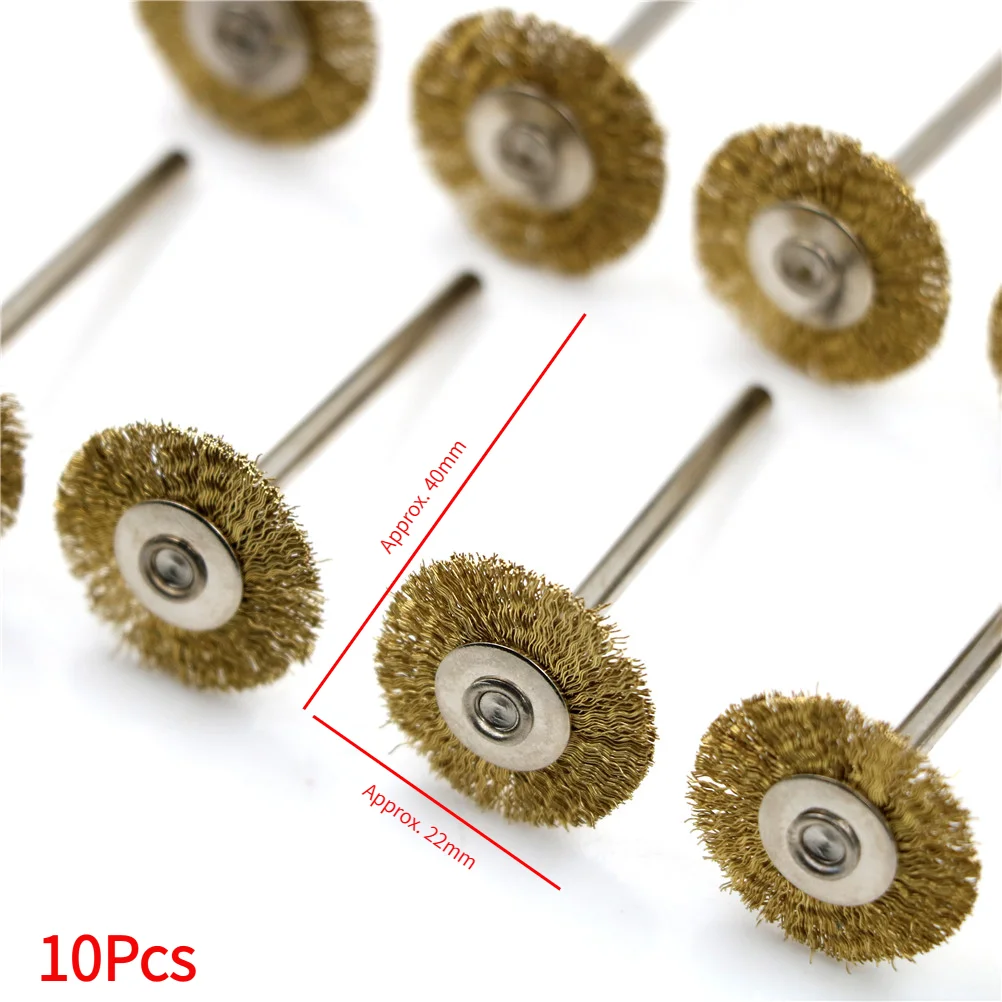 10PCS 22MM Brass Wire Wheel Brushes Polishing Tool For Die Grinder Power Rotary.