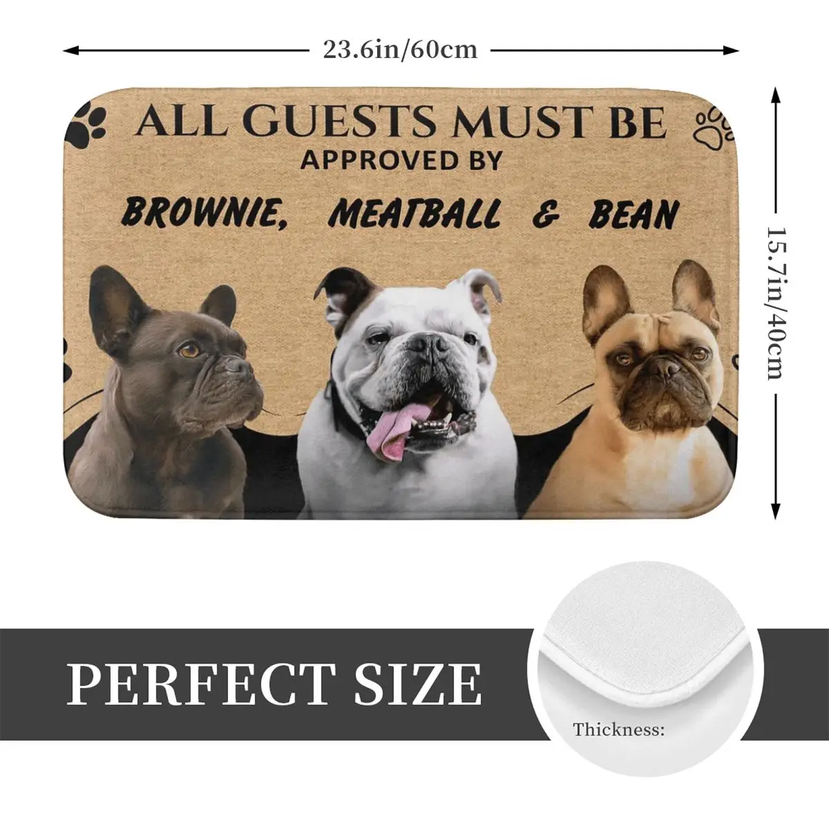 French Bulldog Non-slip Doormat Floor Mat Sand Scraping Carpet Rug for Kitchen Entrance Home Bedroom Footpad Mats