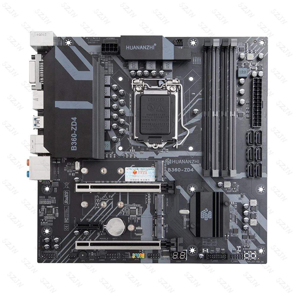 HUANANZHI B360 ZD4 마더보드 세트, LGA 1151, I5 9400F DDR4 32GB 2666Mhz, 지지대 DP HDMI DVI M2 NVME NGFF M-ATX