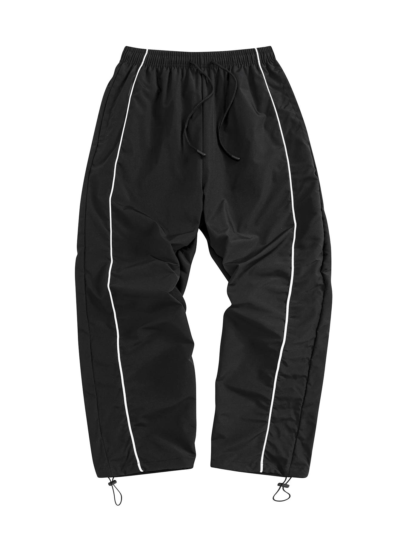 

Men's Black Loose-Fitting Casual Trousers Suitable For Everyday Wear And Commute In Summer Straight-Leg With Cuff Drawstring