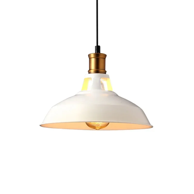 

E27 Vintage pendant lights for dining black white Iron lamp shades source for restaurant kitchen lamp home lighting
