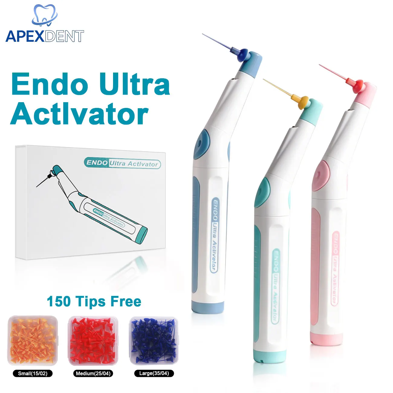 Dental Ultrasonic Activator Endo Irrigator with 150 Tips Root Canal Sonic Irrigator Endodontic Tools 3 Speed Modes Adjustment