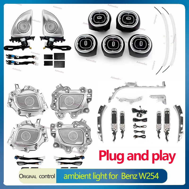 

64 Color Air Vents Conditioning LED Ambient Light For Mercedes Benz W254 2022-24 Car Luminous Cover 4D Speaker Backrest Light