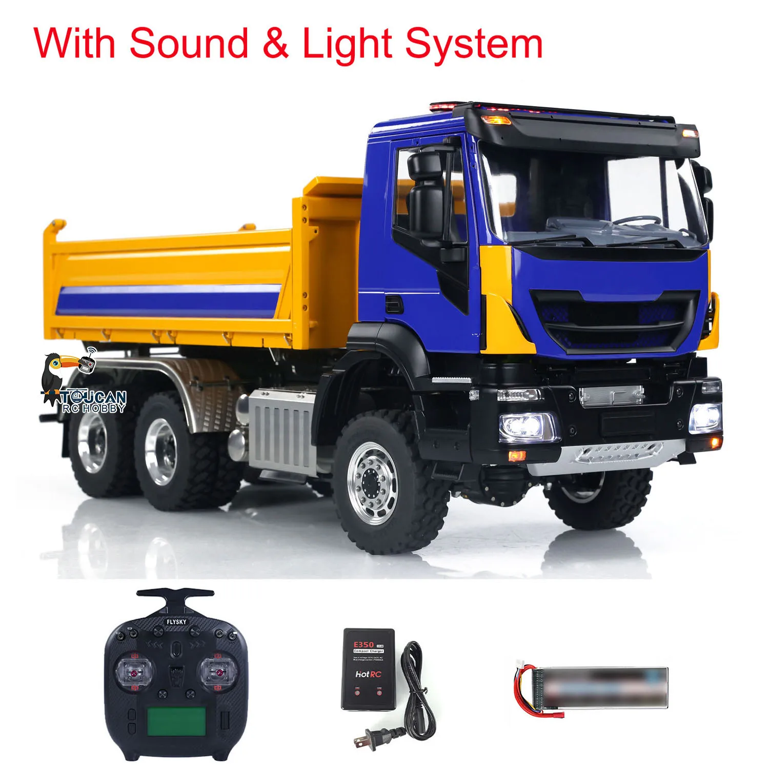 LESU 1/14 RC Hydraulic Dump Truck 3-way Metal 6x6 Radio Control Sound Light System 3-speed Transmission I6S Tipper Car Model