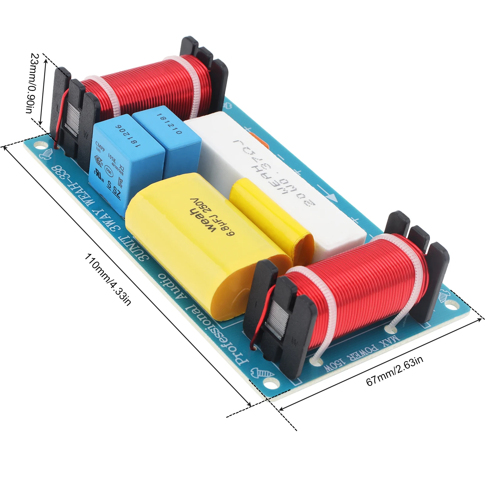 2pcs WEAH-338 3 Unit Crossover Filters 3 Way Audio Frequency Divider Beautiful Appearance Full Power