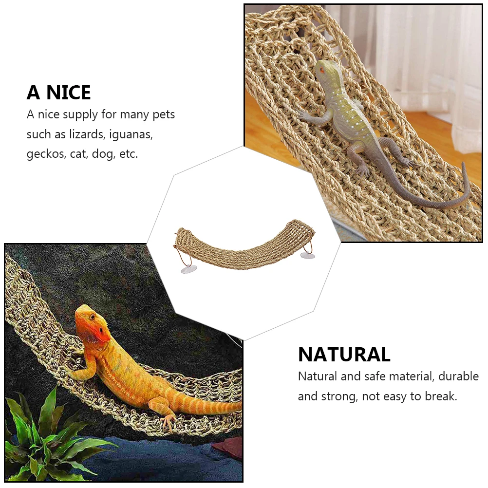 

1pc Sturdy Lizards Hammock Woven Pet Mat Sea Grass Reptile Hammock For Cat Dog Durable Natural Material Easy Clean Safe Resting