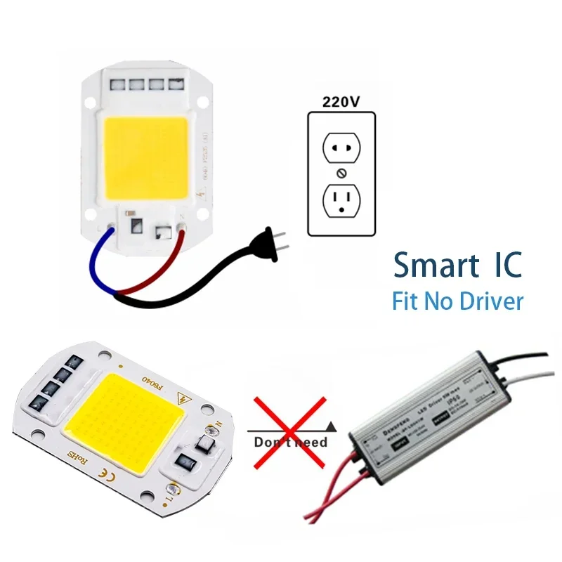 LED Chip 50W 30W 20W 10W COB Chip Lamp AC 220V 110V Smart IC No Need Driver for DIY Led Flood Light Spotlight Lampada Lighting