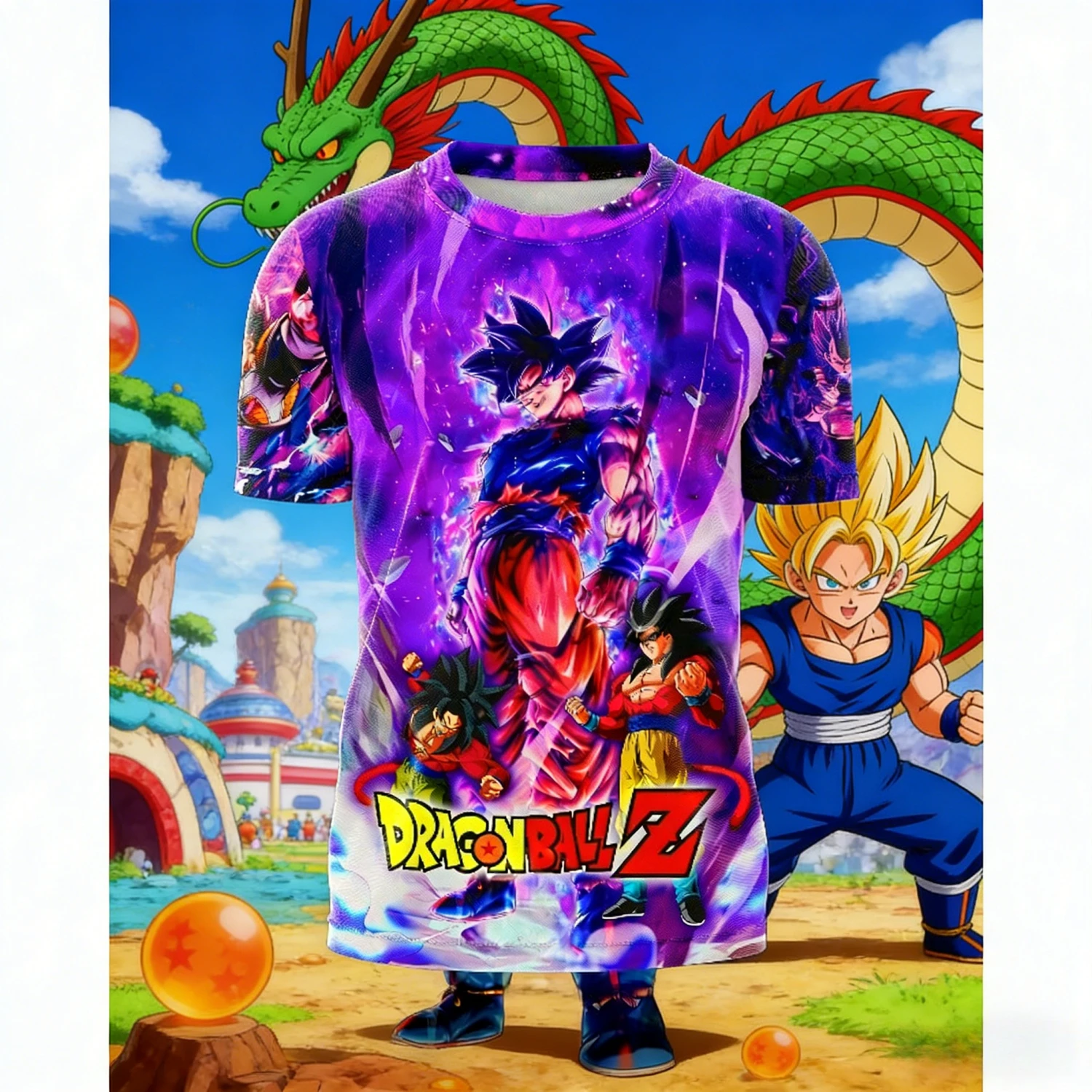 2026 Sommer Dragon Ball Retro Fitness T-Shirt Herren Oversize 3D-Druck Kurzarm Familien-Unisex Kinder-Sportshirt