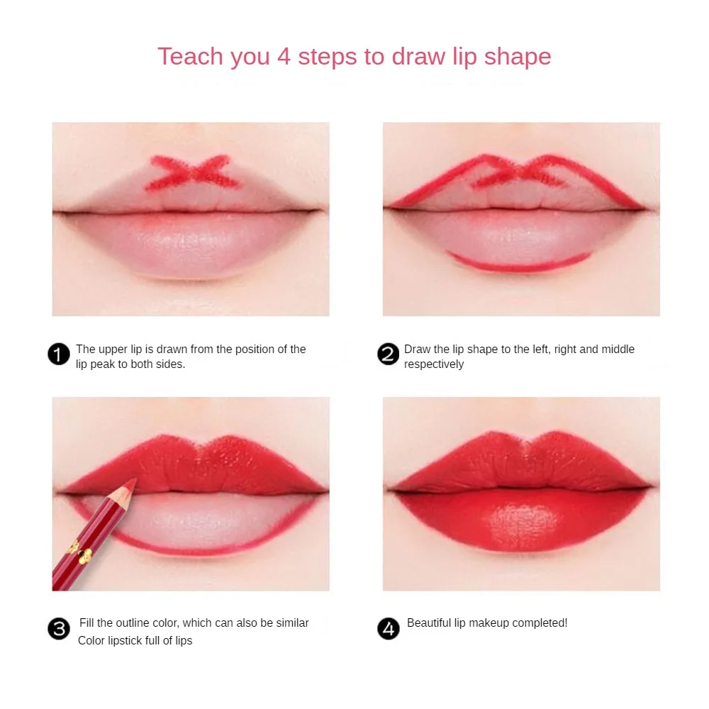 Gou Line Pen Fine Outline Trim Lip Lasting Lip Liner Lipstick Pen Lip Liner Instant Beauty Automatic Rotating Lip Liner