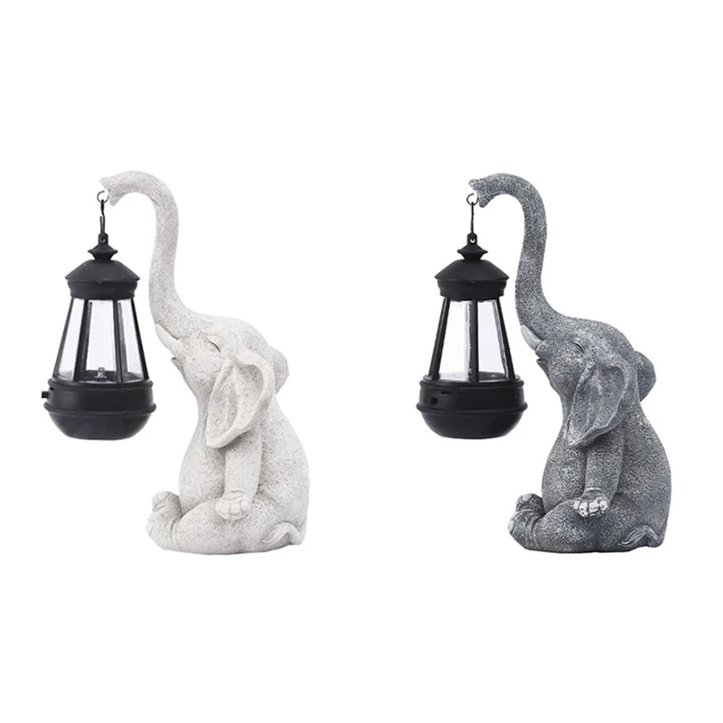 

Elephant Solar Lamp Decoration Waterproof Solid Resin Craft Elephant Ornament Statue Yard Balcony Garden Figurine Lamp A Durable