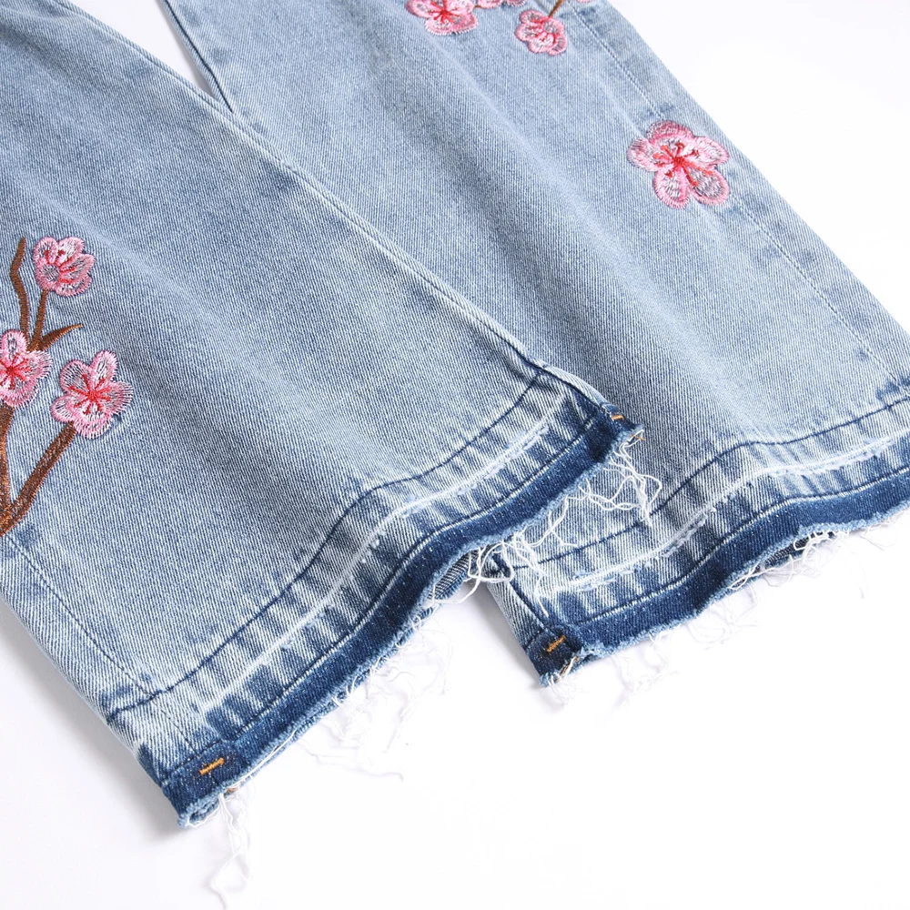 남성 꽃 자수 데님 청바지 streetwear 라이트  - Embroidery Jeans Sakura 리뷰 및 가격