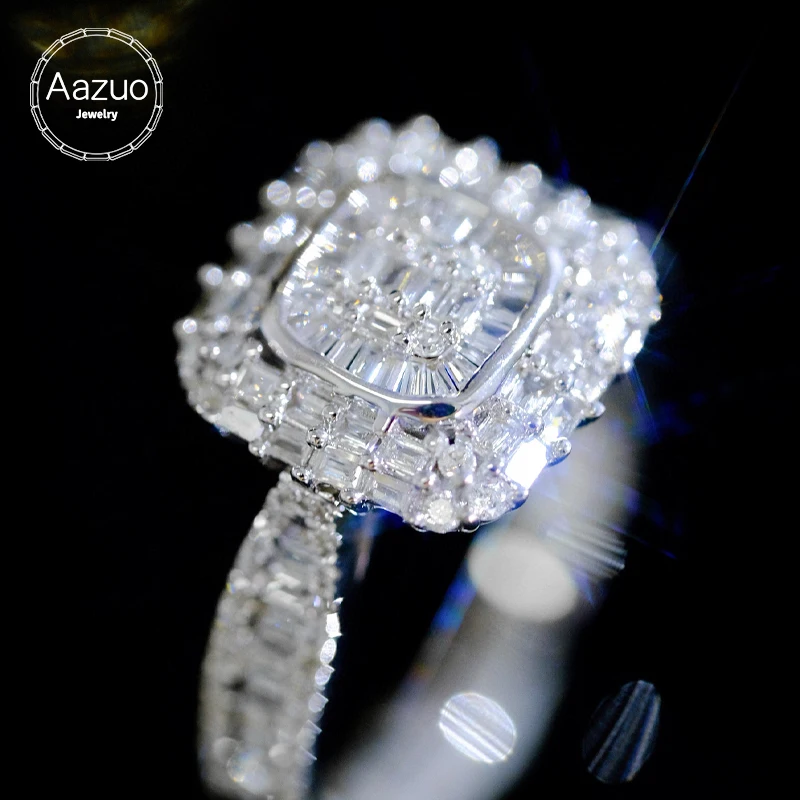 

Aazuo Real Jewerly 18K White Gold Real Natural Diamond 0.86ct Luxury Square Shape Rings Upscale Trendy Senior Party Fine Jewelry