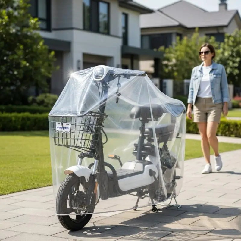 Motorbike Cover Transparent Heavy Fabric All Weather Dustproof Waterproof Protector for Outdoor ParkingHot
