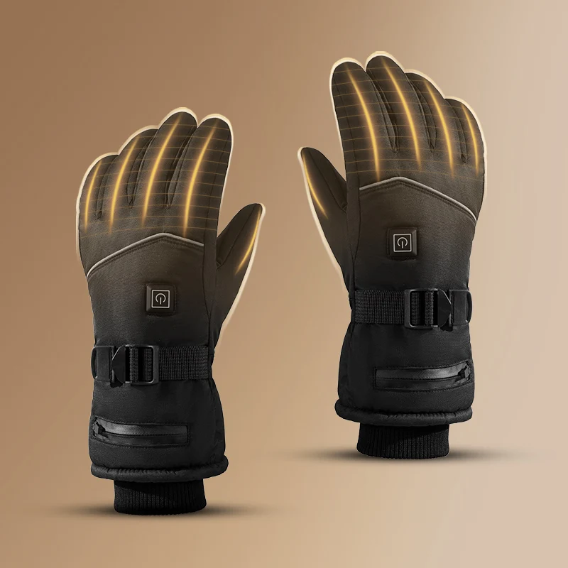 

2026 Cycling Waterproof Windproof Black Rechargeable Battery Electric Heated Ski Gloves in Winter