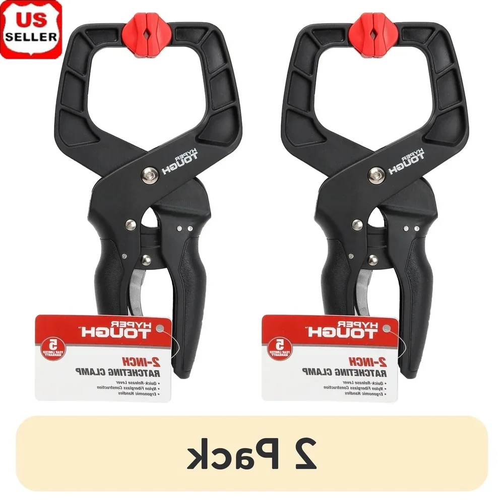 

2 Pack 2 Inch Resin Ratcheting Clamp Easy Operation Quick Release Trigger Ergonomic Hand Grip Heavy Duty Design Swivel Pads DIY