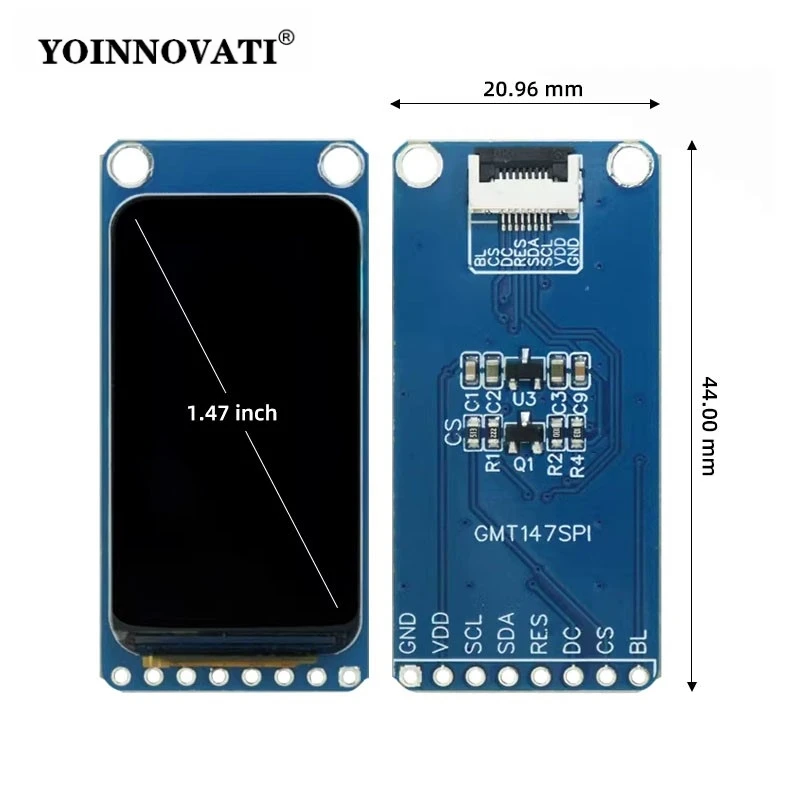 1.47 Inch IPS TFT LCD Display Module 172*320 HD SPI Screen with ST7789 Driver, 3.3V Interface HD Full Color Display