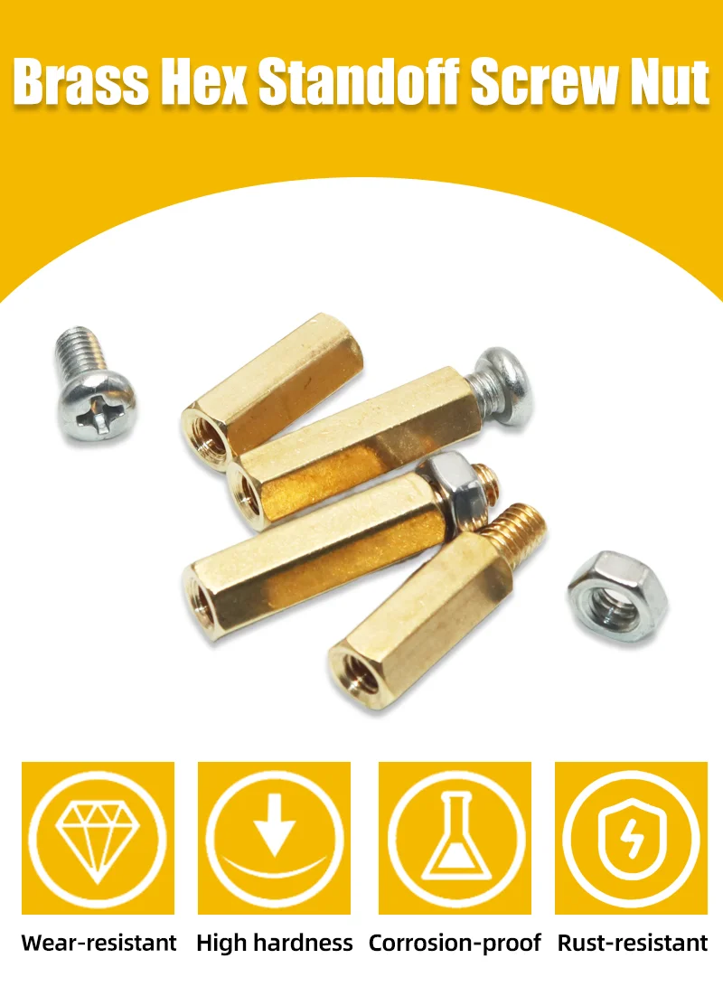 Messing Sechs kant Motherboard Abstands halter Phillips Abstand Schraube Mutter m2 m3 m4 Stecker Buchse Kupfer Abstands halter für elektronische DIY-Platine Schaltung – Detail 1
