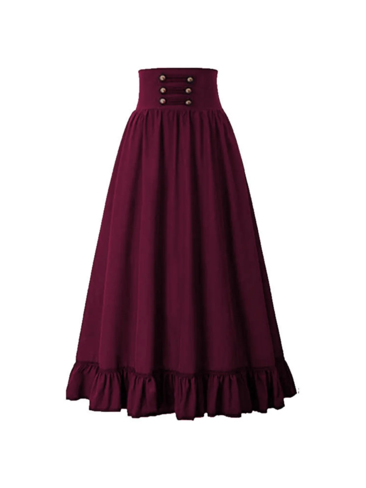 

Retro A-Line Lotus Le Skirt Women's Color High Waist Street Sle Long Skirt Loose Fit Pure Color A-Line Gown