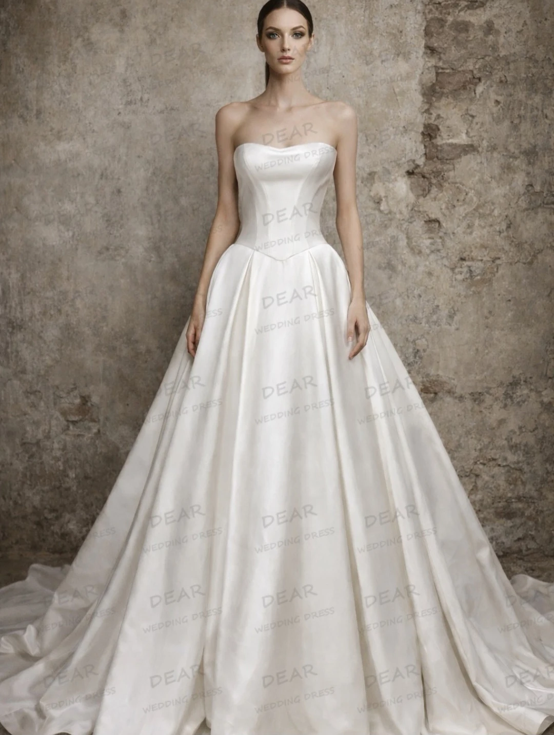 

Простые свадебные платья из атласа для женщин, А-силуэт, без бретелек, без рукавов, с открытой спиной, на заказ