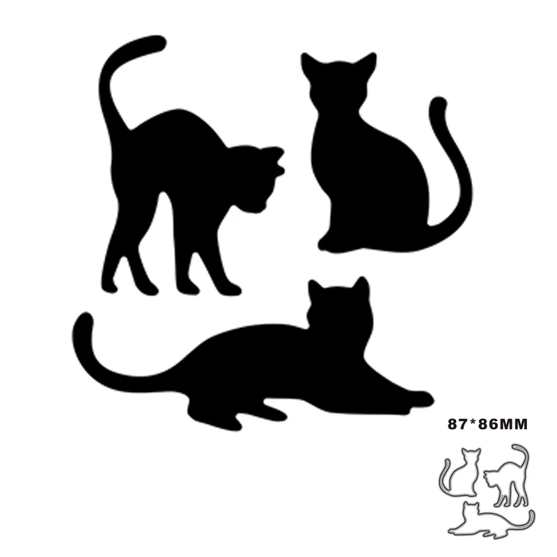 

New Three Cats Decoration Metal Cutting Die Scrapbook Template Cutting Card Making Decorative Relief Photo Album Diy Crafts