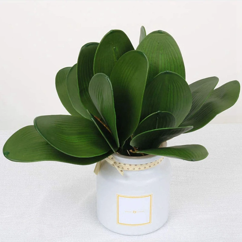 10 PCS Artificial Phalaenopsis Orchids Leaves 11 Inches Green Faux Orchids Leaf (10 Pcs)