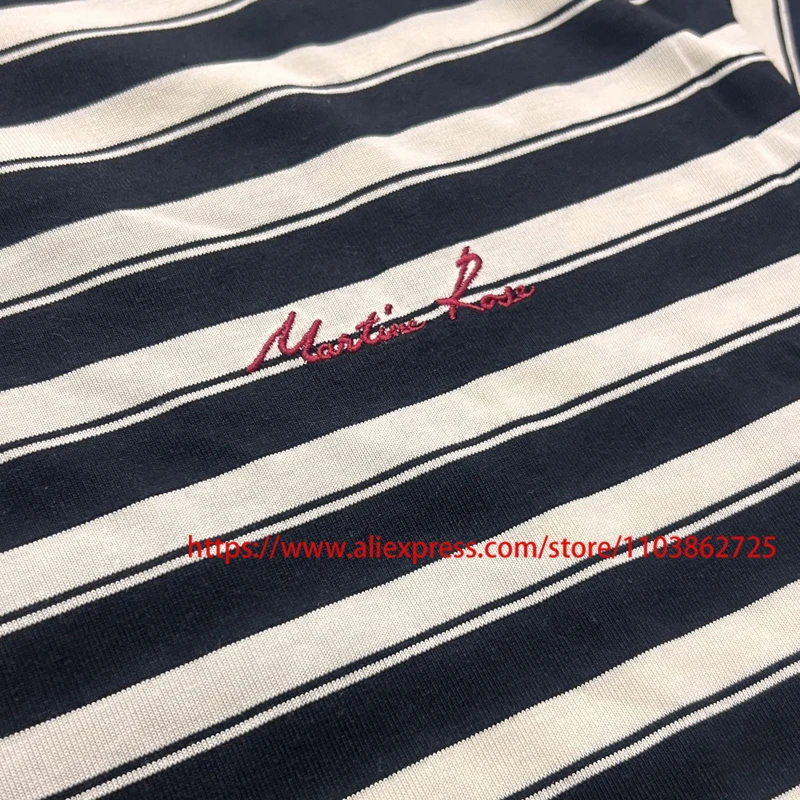 عالية الجودة مارتين روز تي شيرت التطريز نمط مخطط شعار رسالة قصيرة الأكمام المألوف مارتين روز تي شيرت